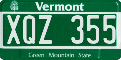 VT license plate XQZ355