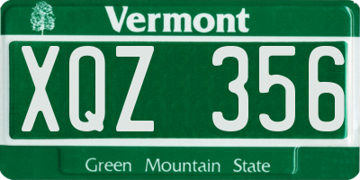 VT license plate XQZ356