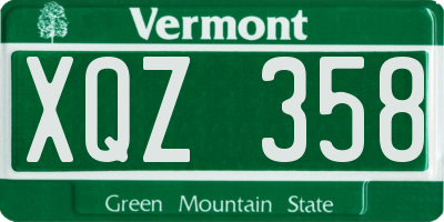 VT license plate XQZ358