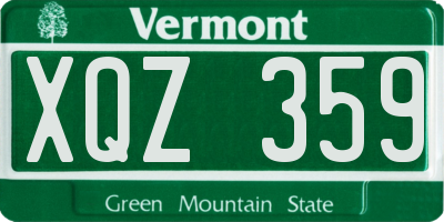 VT license plate XQZ359