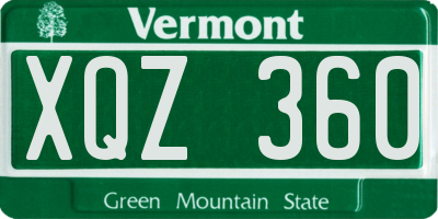 VT license plate XQZ360
