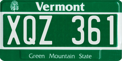 VT license plate XQZ361