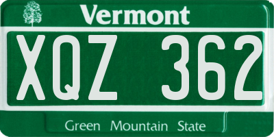VT license plate XQZ362