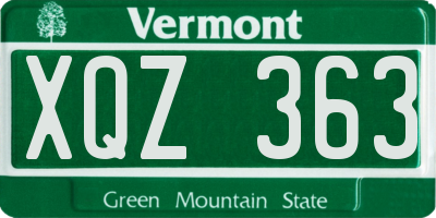 VT license plate XQZ363