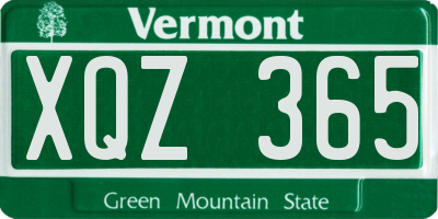 VT license plate XQZ365
