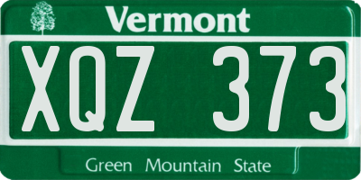 VT license plate XQZ373