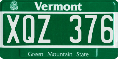 VT license plate XQZ376
