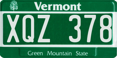 VT license plate XQZ378
