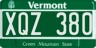 VT license plate XQZ380
