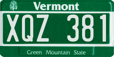 VT license plate XQZ381