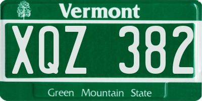 VT license plate XQZ382