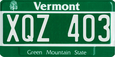 VT license plate XQZ403