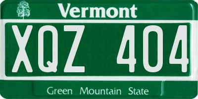 VT license plate XQZ404