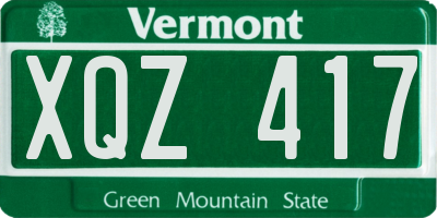 VT license plate XQZ417