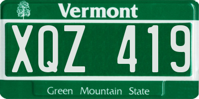 VT license plate XQZ419