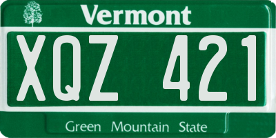 VT license plate XQZ421