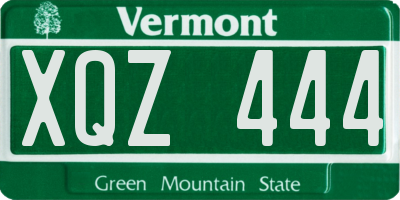 VT license plate XQZ444