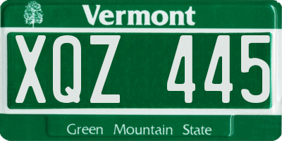 VT license plate XQZ445