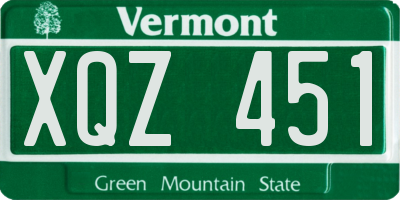VT license plate XQZ451