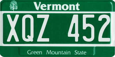 VT license plate XQZ452