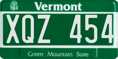 VT license plate XQZ454