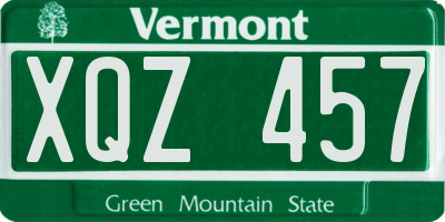 VT license plate XQZ457