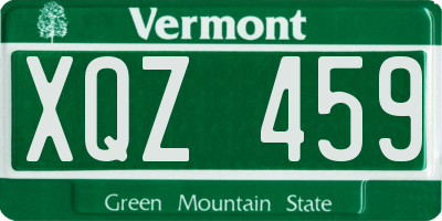 VT license plate XQZ459