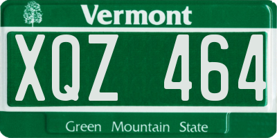 VT license plate XQZ464