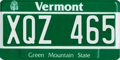 VT license plate XQZ465