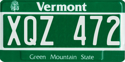 VT license plate XQZ472
