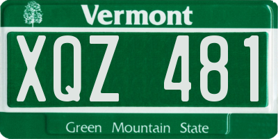 VT license plate XQZ481