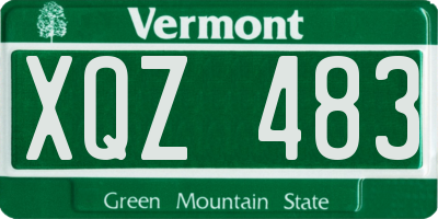 VT license plate XQZ483