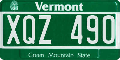 VT license plate XQZ490