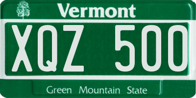 VT license plate XQZ500
