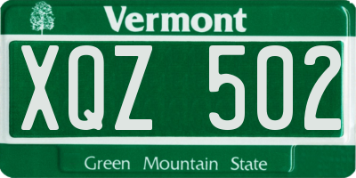 VT license plate XQZ502