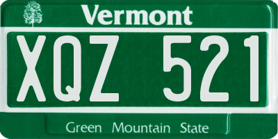 VT license plate XQZ521