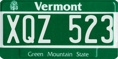 VT license plate XQZ523