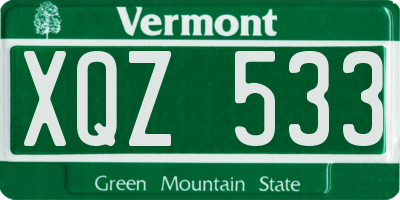 VT license plate XQZ533