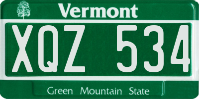 VT license plate XQZ534