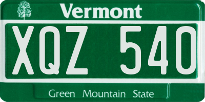 VT license plate XQZ540