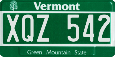 VT license plate XQZ542