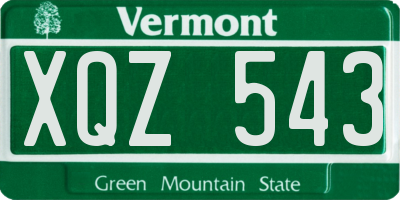 VT license plate XQZ543