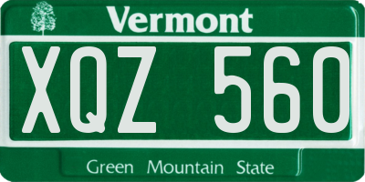 VT license plate XQZ560
