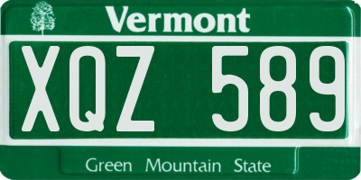 VT license plate XQZ589