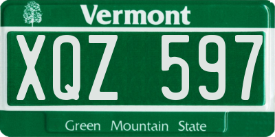 VT license plate XQZ597