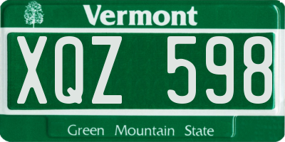 VT license plate XQZ598