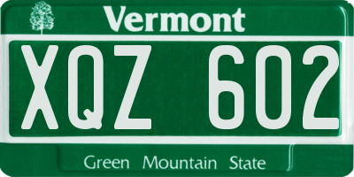 VT license plate XQZ602