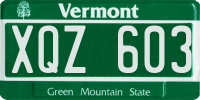 VT license plate XQZ603