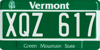 VT license plate XQZ617