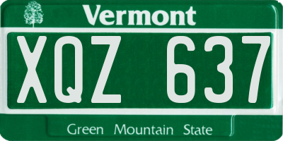 VT license plate XQZ637